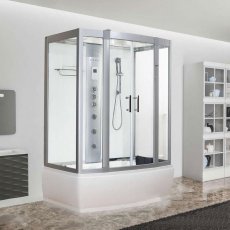 Vidalux Aegean Rectangular Steam Whirlpool Shower Bath Cabin 1500mm x 900mm - Crystal White