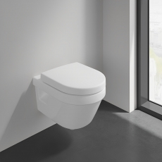 Villeroy & Boch Architectura Round Rimless Wall Hung Toilet 480mm Projection - Soft Close Seat