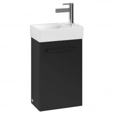 Villeroy & Boch Avento Wall Hung Vanity Unit LH with Basin 360mm Wide - Volcano Black with Black Handle