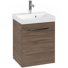 Villeroy & Boch Avento Wall Hung Vanity Unit LH with Basin 450mm Wide - Arizona Oak with Chrome Handle