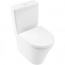 Villeroy & Boch O.novo Rimless Flush-to-Wall Close Coupled Toilet with Push Button Cistern - Soft Close Seat