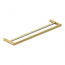 RAK Petit Square Double Towel Bar 470mm Wide - Brush Gold