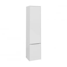 Villeroy & Boch Subway 3.0 Left Handed Wall Hung 2-Door Tall Unit 400mm Wide - Brilliant White with Glossy Aluminium Handle