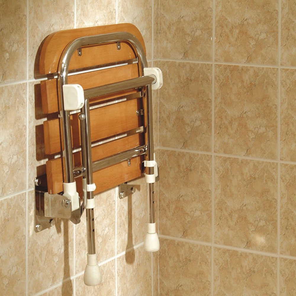 AKW Fold Up Shower Seat 442mm 04030 Brown