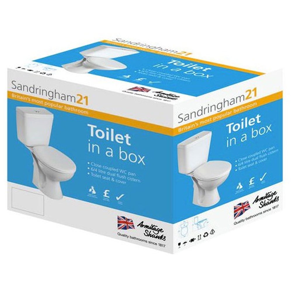 Armitage Shanks Sandringham 21 Boxed Close Coupled Toilet with Push Button  Cistern - Standard Seat