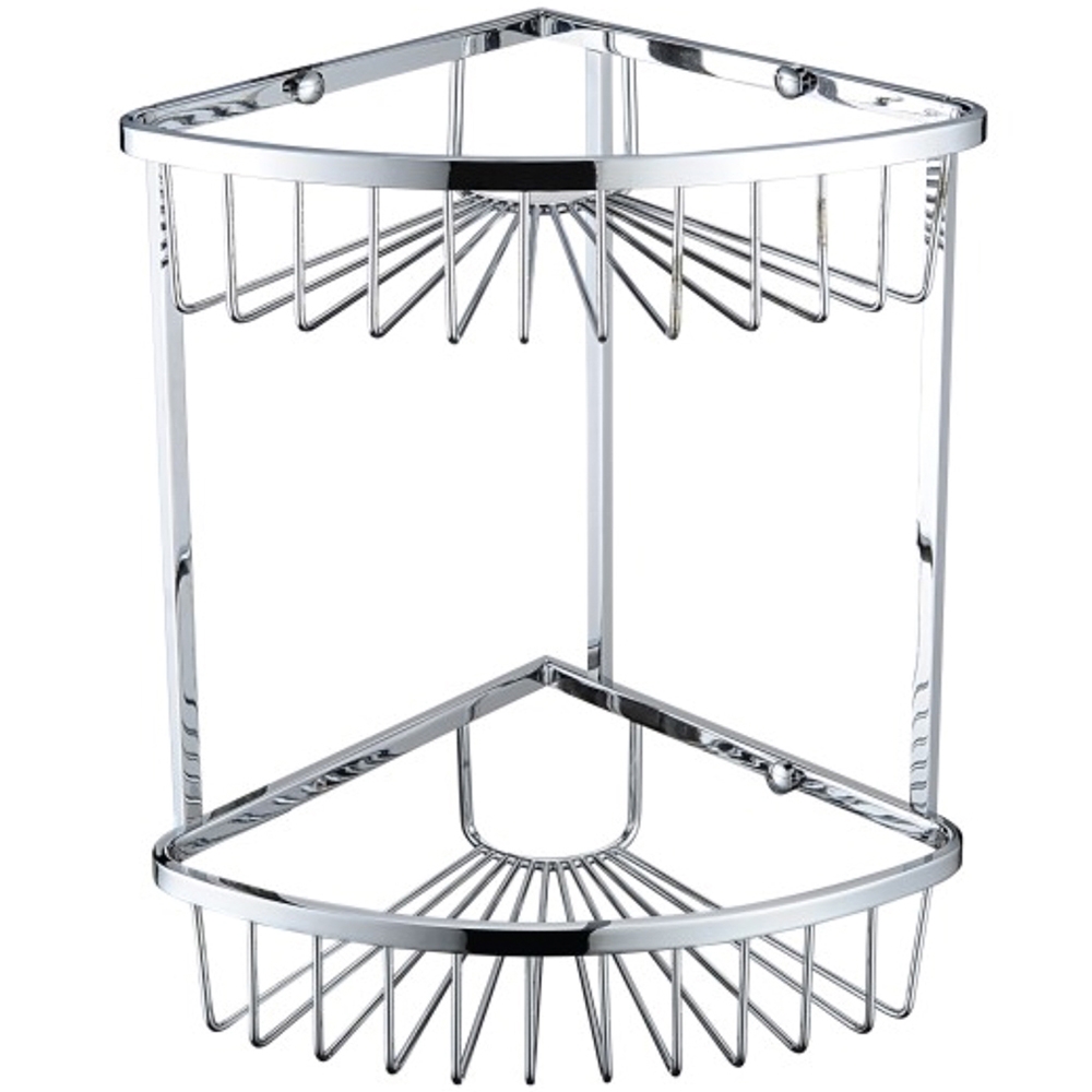 Bristan Two Tier Corner Fixed Wire Basket - Chrome