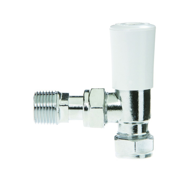 Drayton Angled Lockshield Valve 15mm - Chrome/White