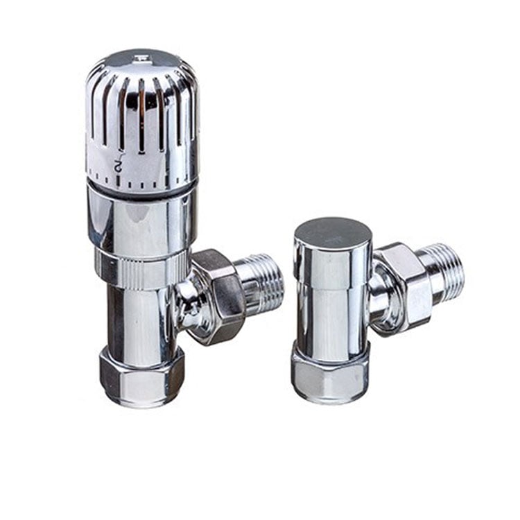 EcoRad Essential Angled TRV and Lockshield - Chrome