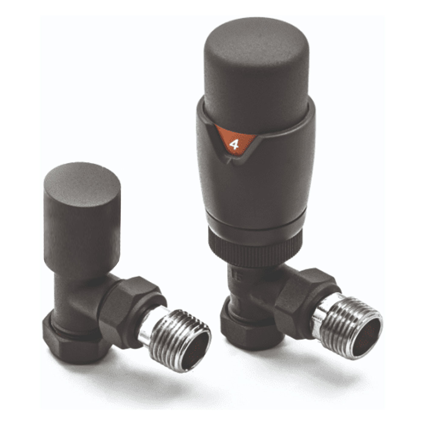 Heatwave Prime Angled Thermostatic Radiator Valve Set - Anthracite