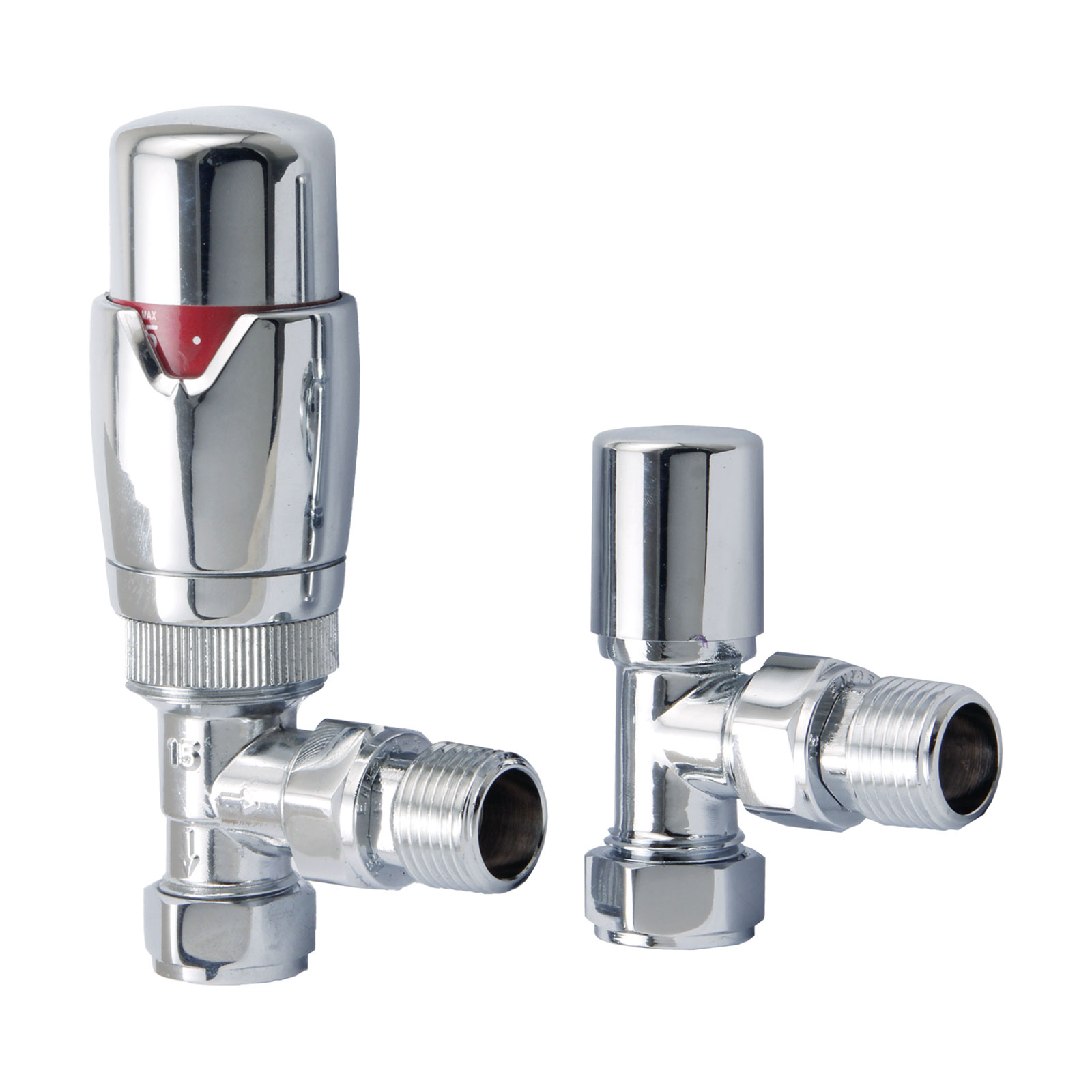 Heatwave Prime Angled Thermostatic Radiator Valve Set - Chrome