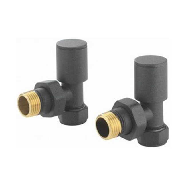 Heatwave Round Angled Radiator Valves Pair - Anthracite