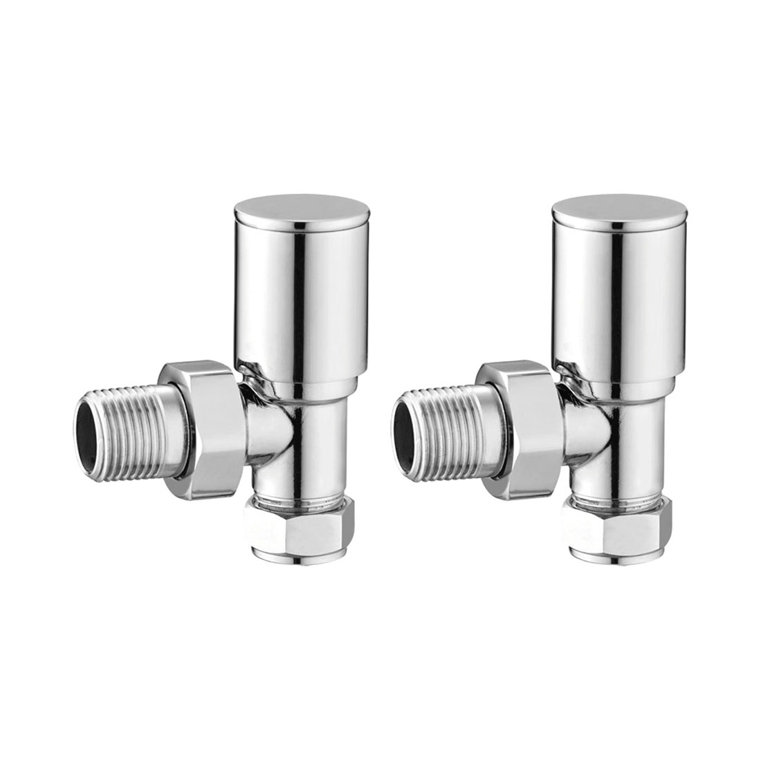 Heatwave Round Angled Radiator Valves Pair - Chrome