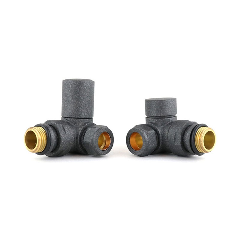 Heatwave Round Corner Radiator Valves Pair - Anthracite