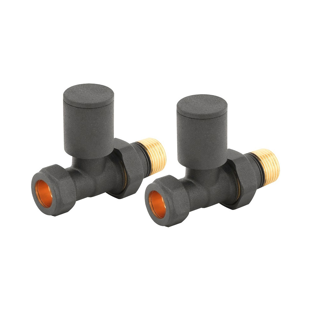 Heatwave Round Straight Radiator Valves Pair - Anthracite