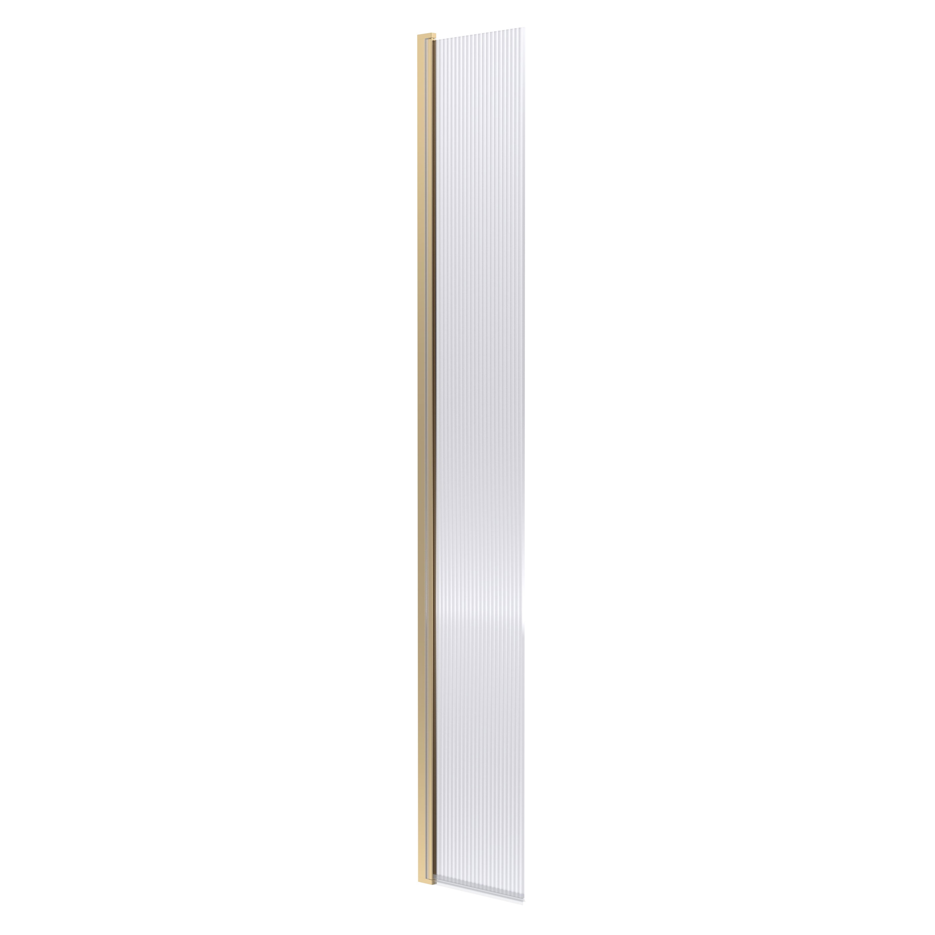 Hudson Reed Fluted Concealed Hinged Wet Room Flipper Panel 300mm Wide - Brushed Brass