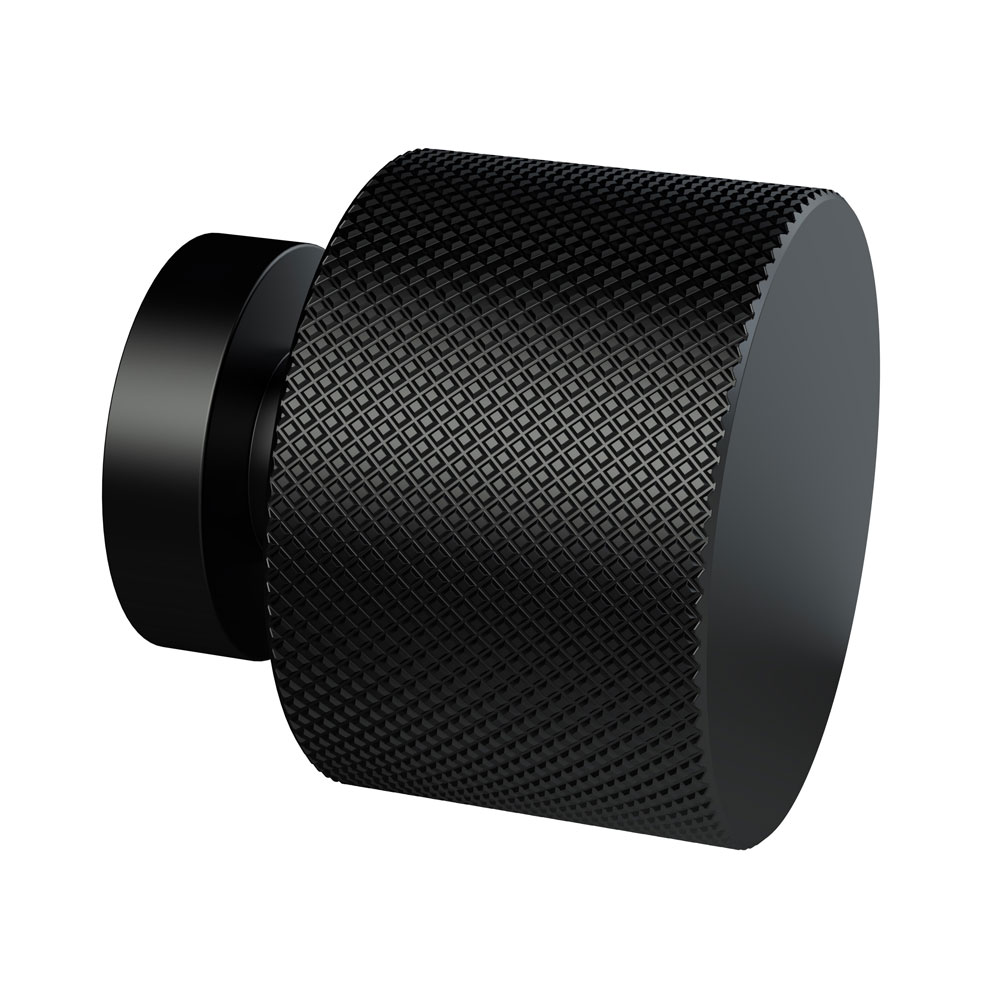 Hudson Reed Indented Round Handle 30mm Wide - Matt Black