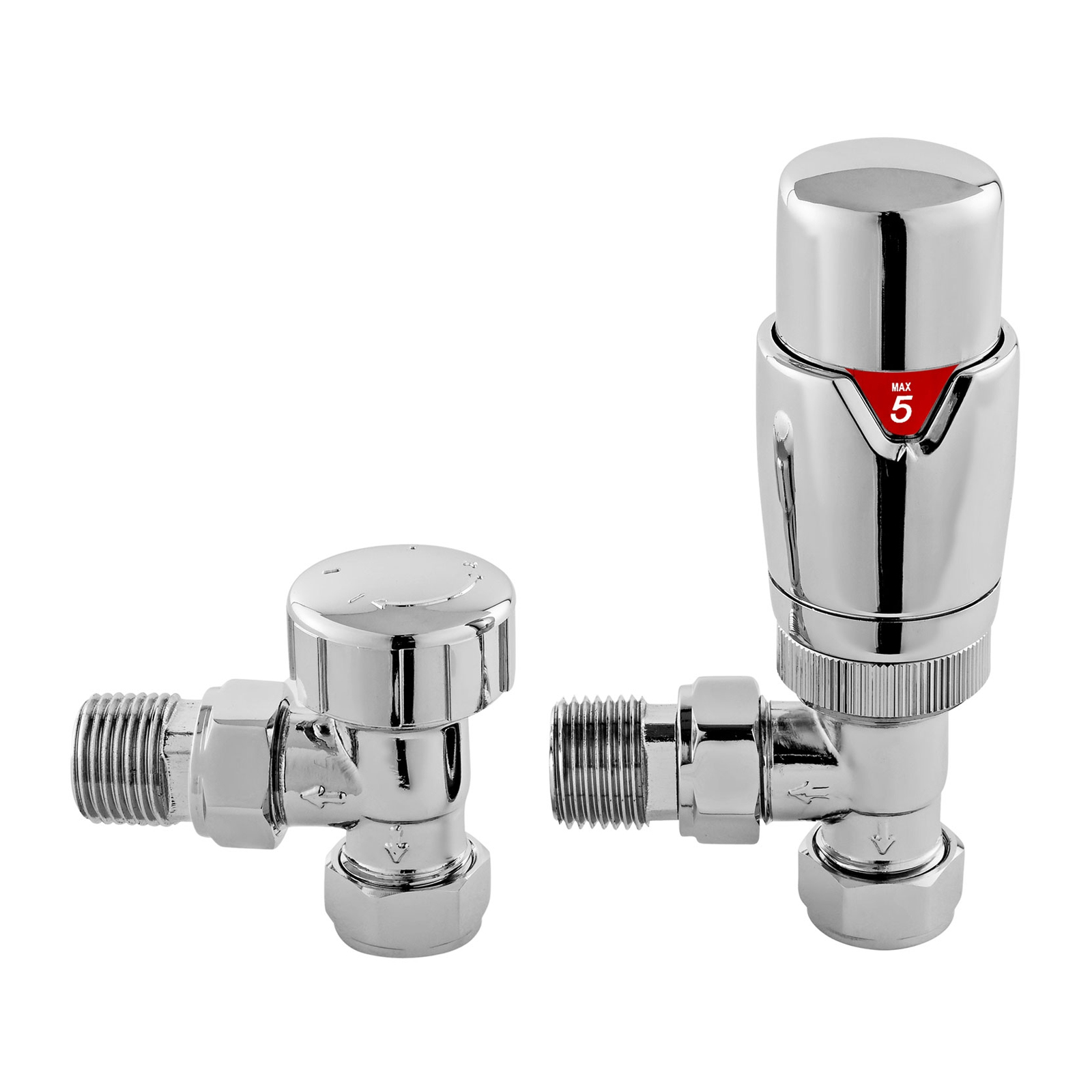 Hudson Reed Luxury Angled Thermostatic Radiator Valves Pair - Chrome