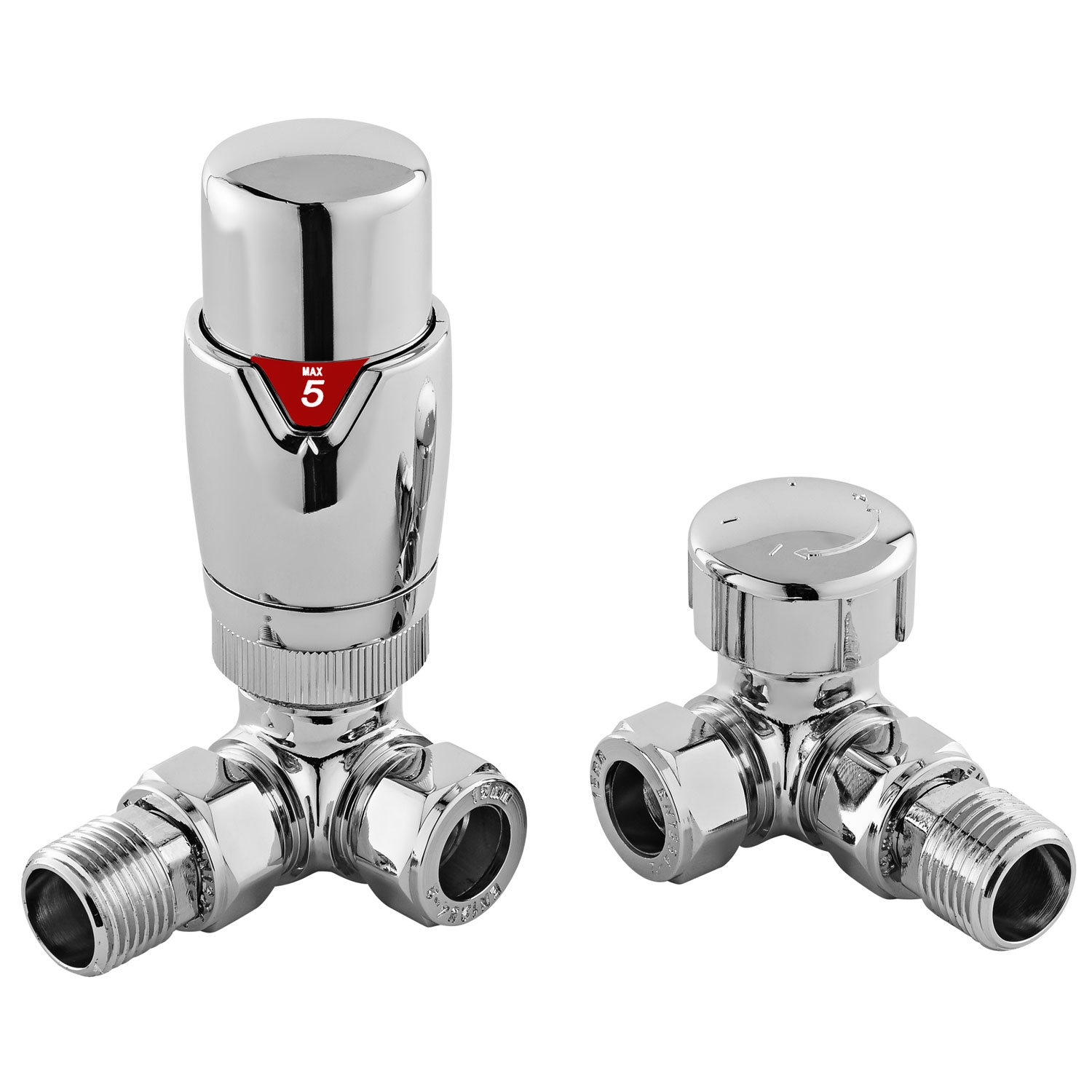 Hudson Reed Luxury Corner Thermostatic Radiator Valves Pair - Chrome