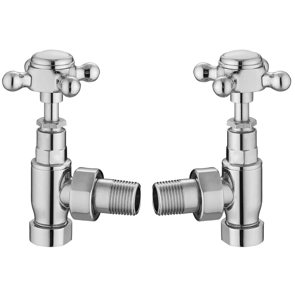 Hudson Reed Crosstop Angled Radiator Valves Pair - Chrome