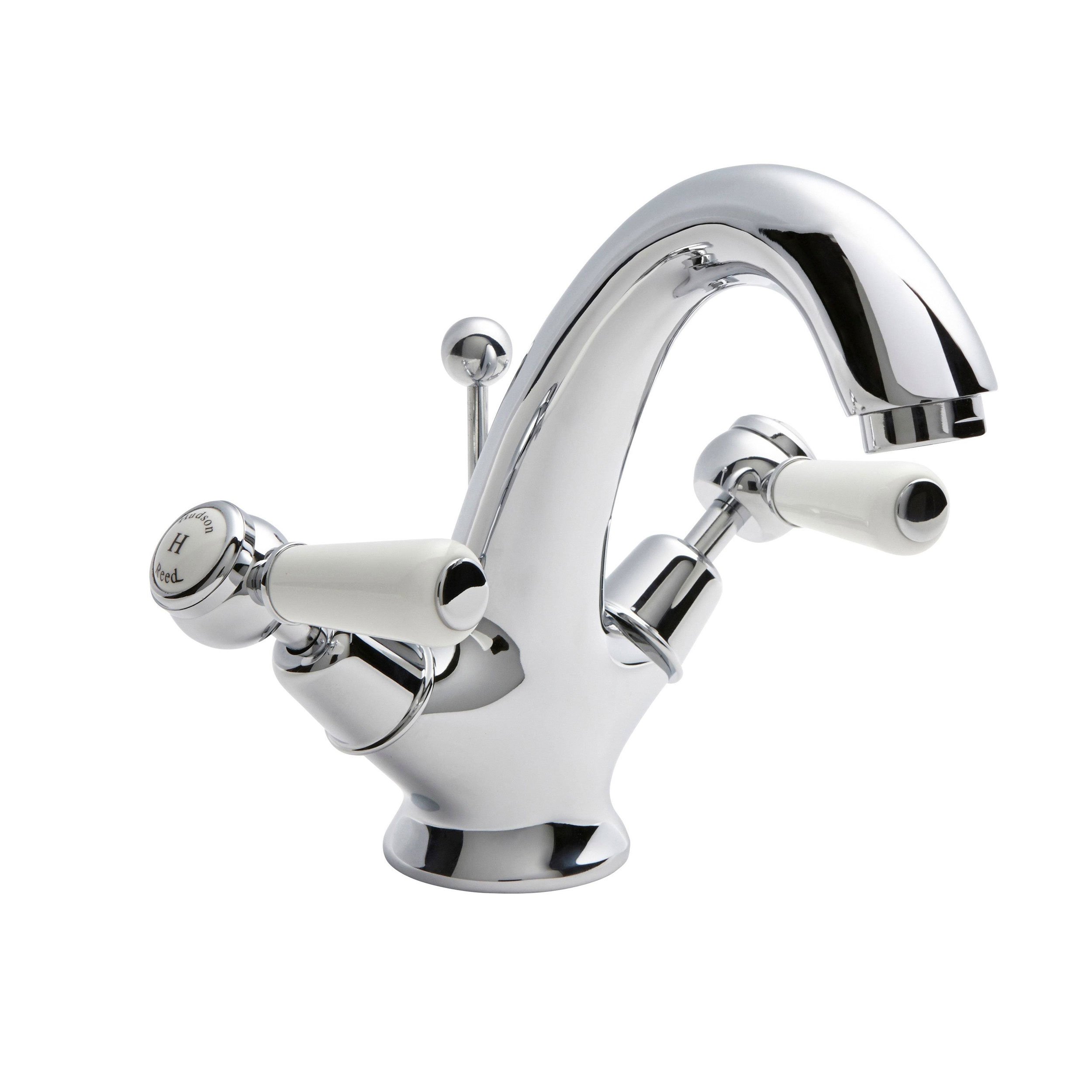 Hudson Reed Topaz Lever Mono Basin Mixer Tap Dual Handle with Pop Up Waste - Chrome