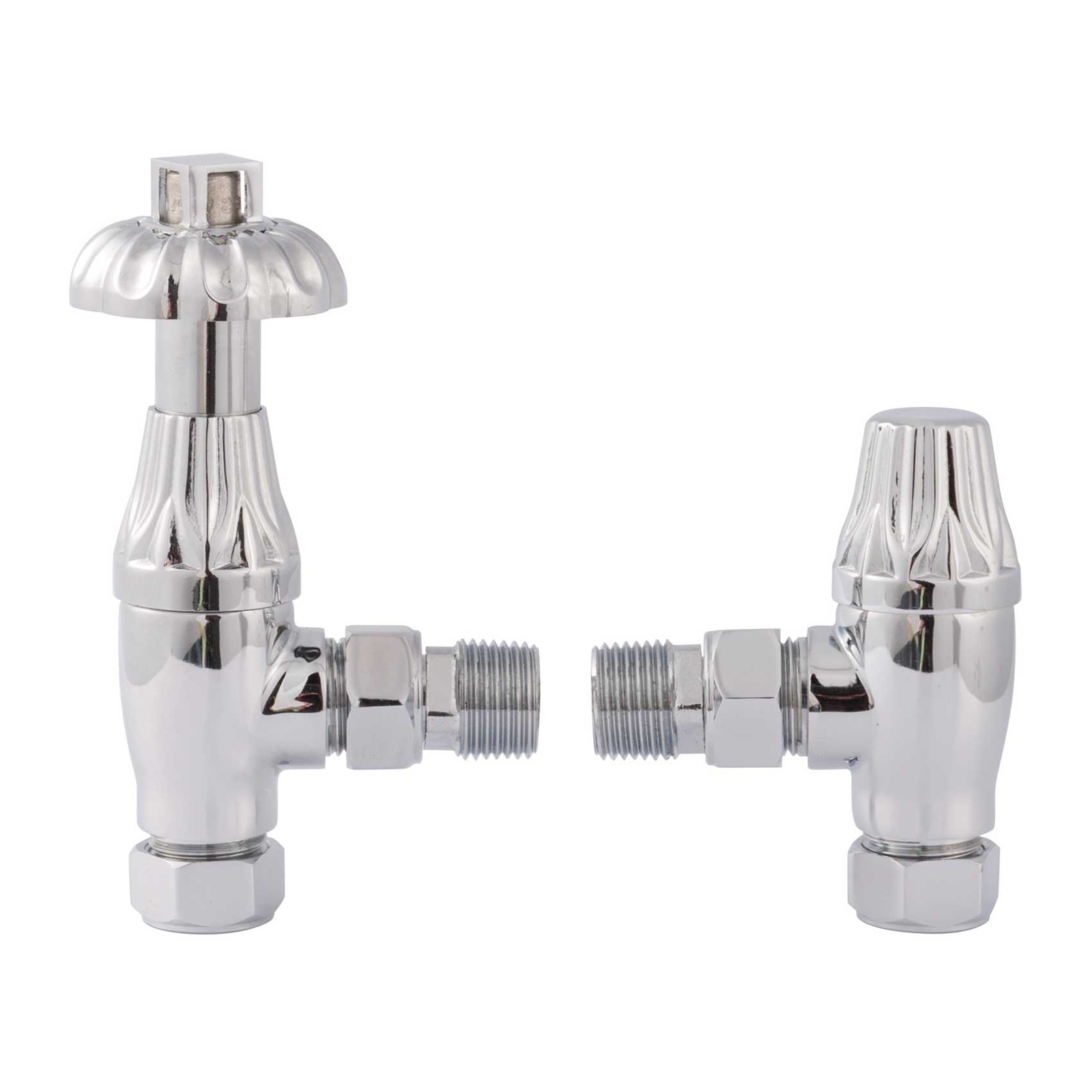 Hudson Reed Traditional Angled Thermostatic Radiator Valves Pair Lockshield - Chrome