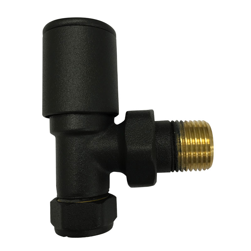 Prestige Modern Angled Radiator Valves 15mm (Pair) - Black