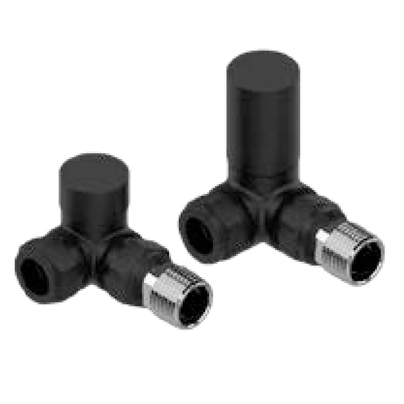 Prestige Corner Radiator Valves 15mm (Pair) - Black