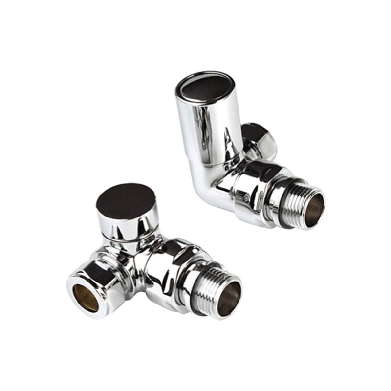 Prestige Modern Corner Radiator Valves, 15mm, Pair, Chrome