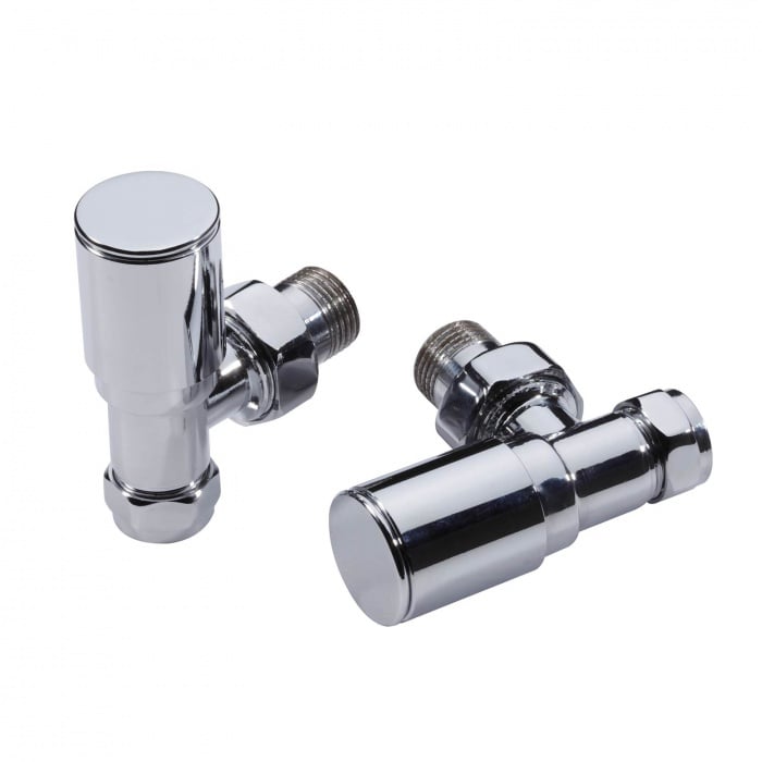 Prestige Modern Angled Radiator Valves, 15mm, Pair, Chrome