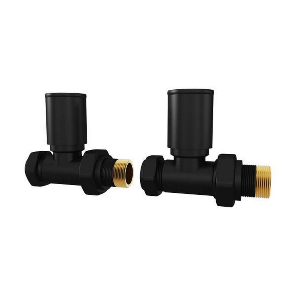 Prestige Modern Straight Radiator Valves 15mm (Pair) - Black