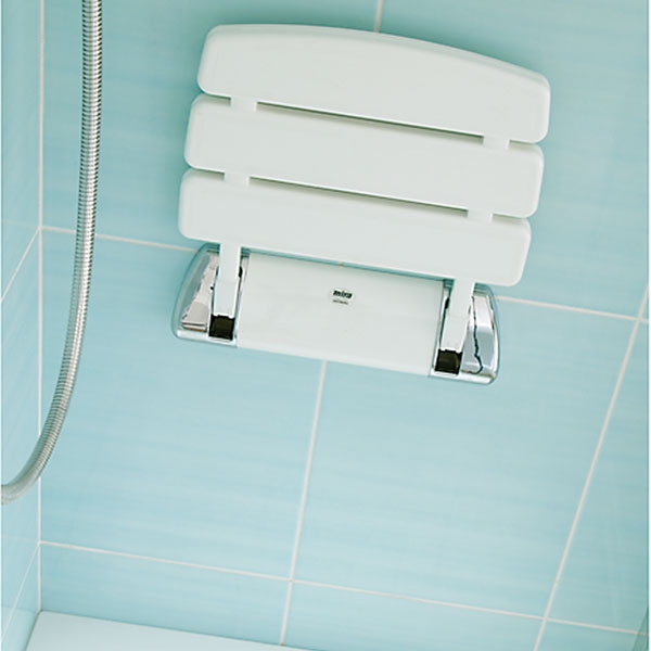 Mira Wall Mounted Shower Seat White Chrome