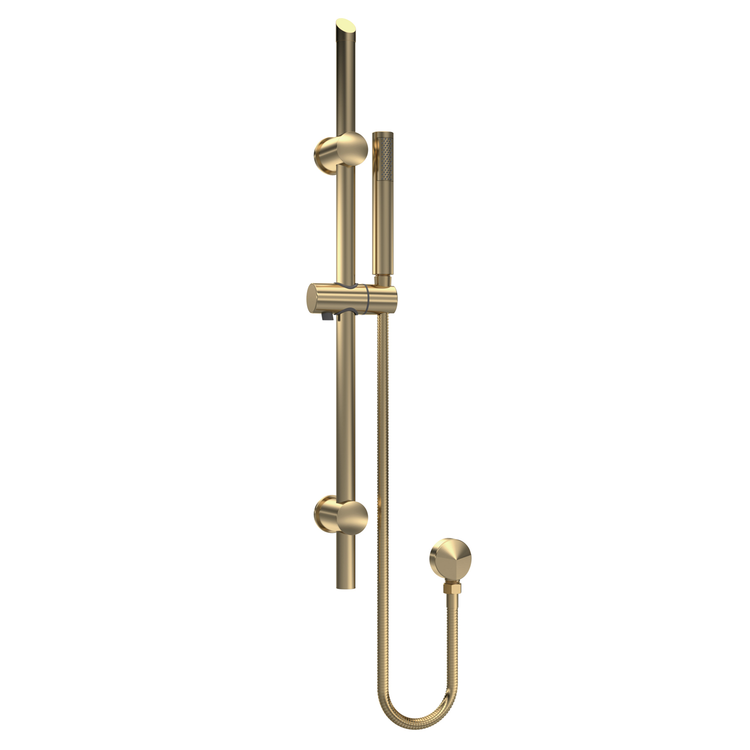 Nuie Arvan Round Slider Rail Shower Kit with Outlet Elbow - Brushed Brass