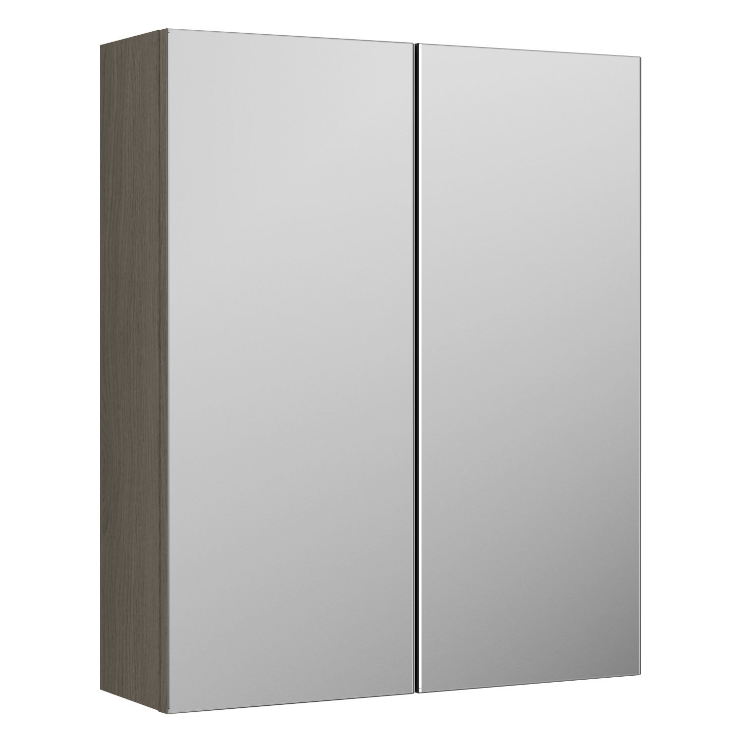 Nuie Arno Mirrored Bathroom Cabinet (50/50) 715mm H x 600mm W - Solace Oak Woodgrain