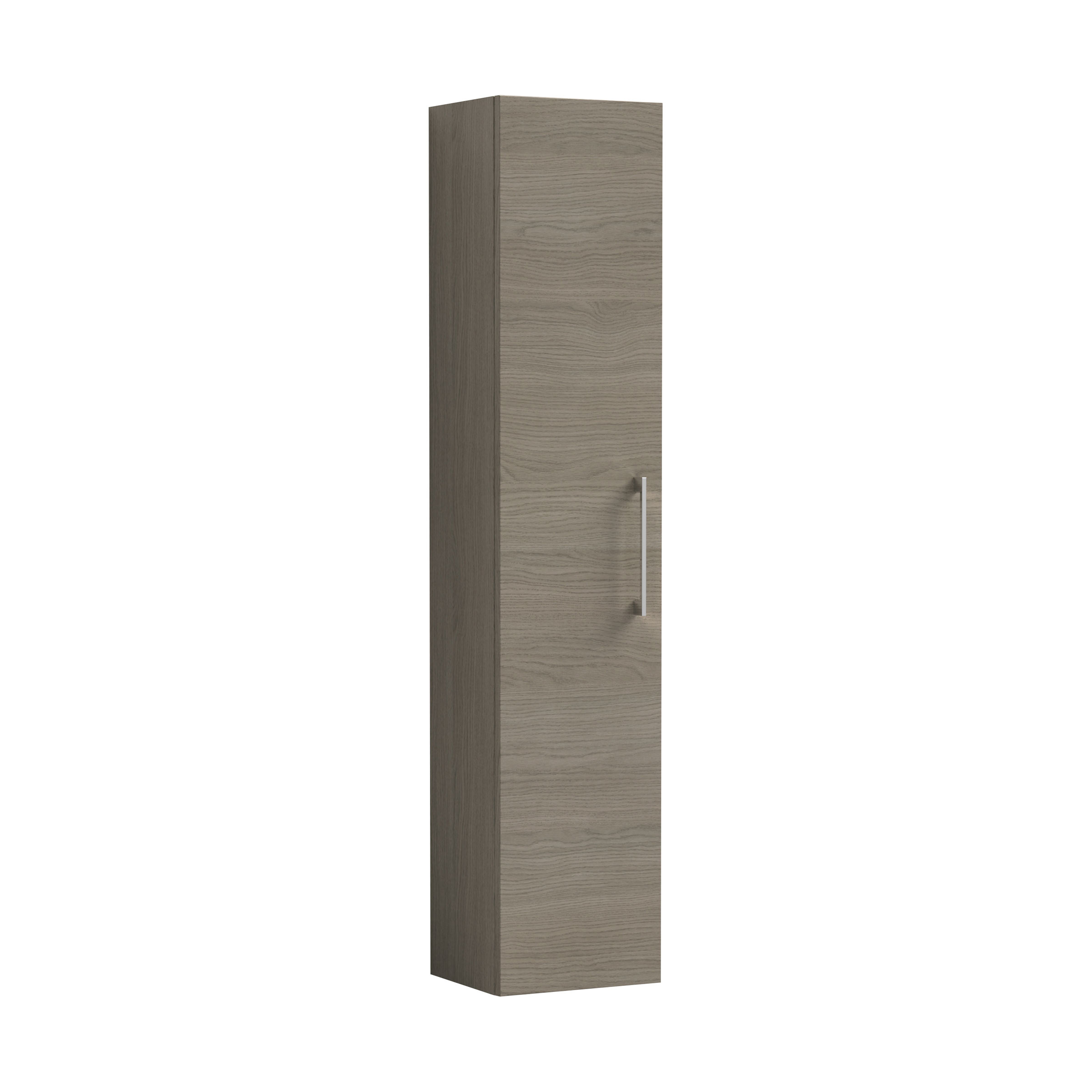 Nuie Arno Wall Hung 1-Door Tall Unit 300mm Wide - Solace Oak Woodgrain