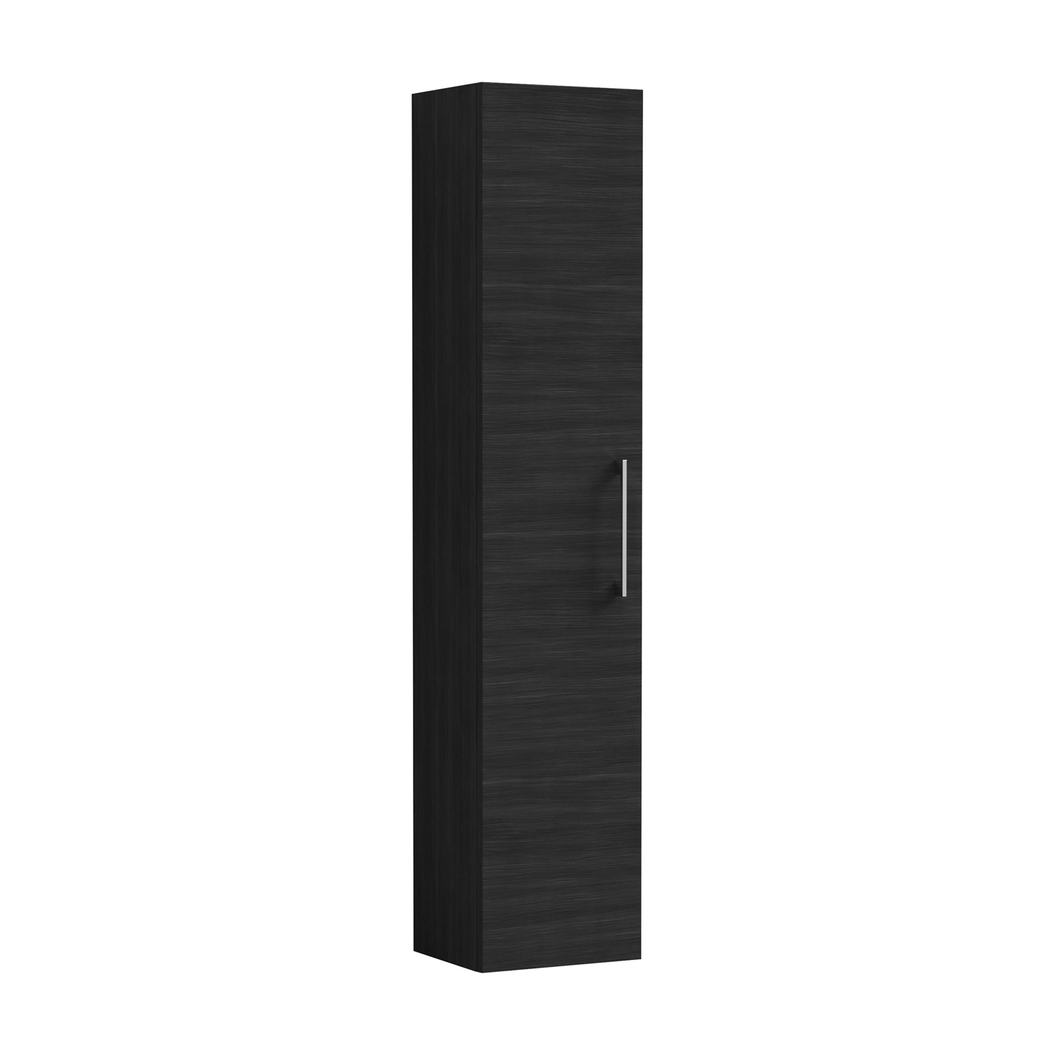 Nuie Arno Wall Hung 1-Door Tall Unit 300mm Wide - Black Woodgrain