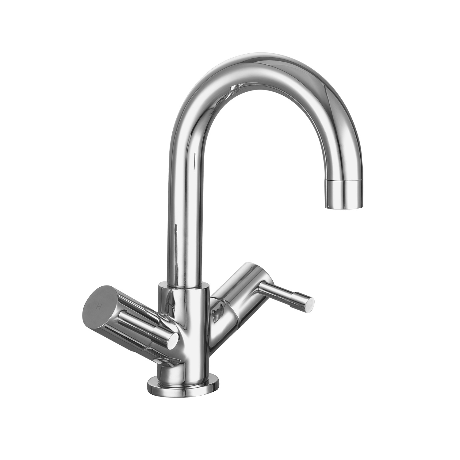 Nuie Series 2 Economy Mono Basin Mixer Tap with Push Button Waste Dual Handle - Chrome