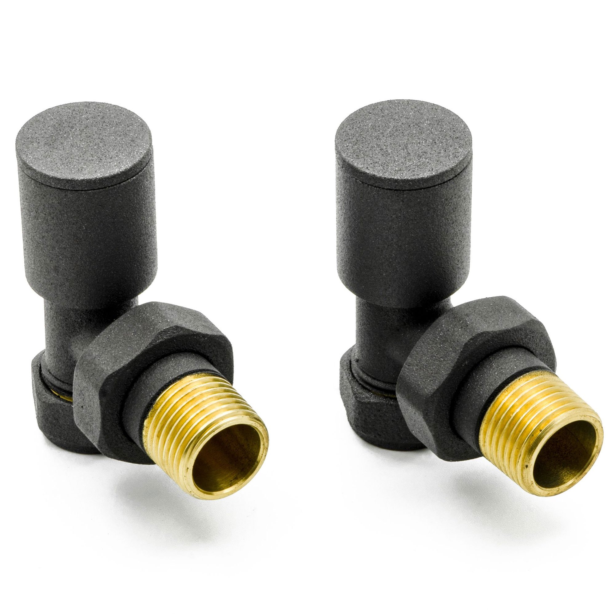 Reina Portland Angled Radiator Valves Pair 15mm - Anthracite