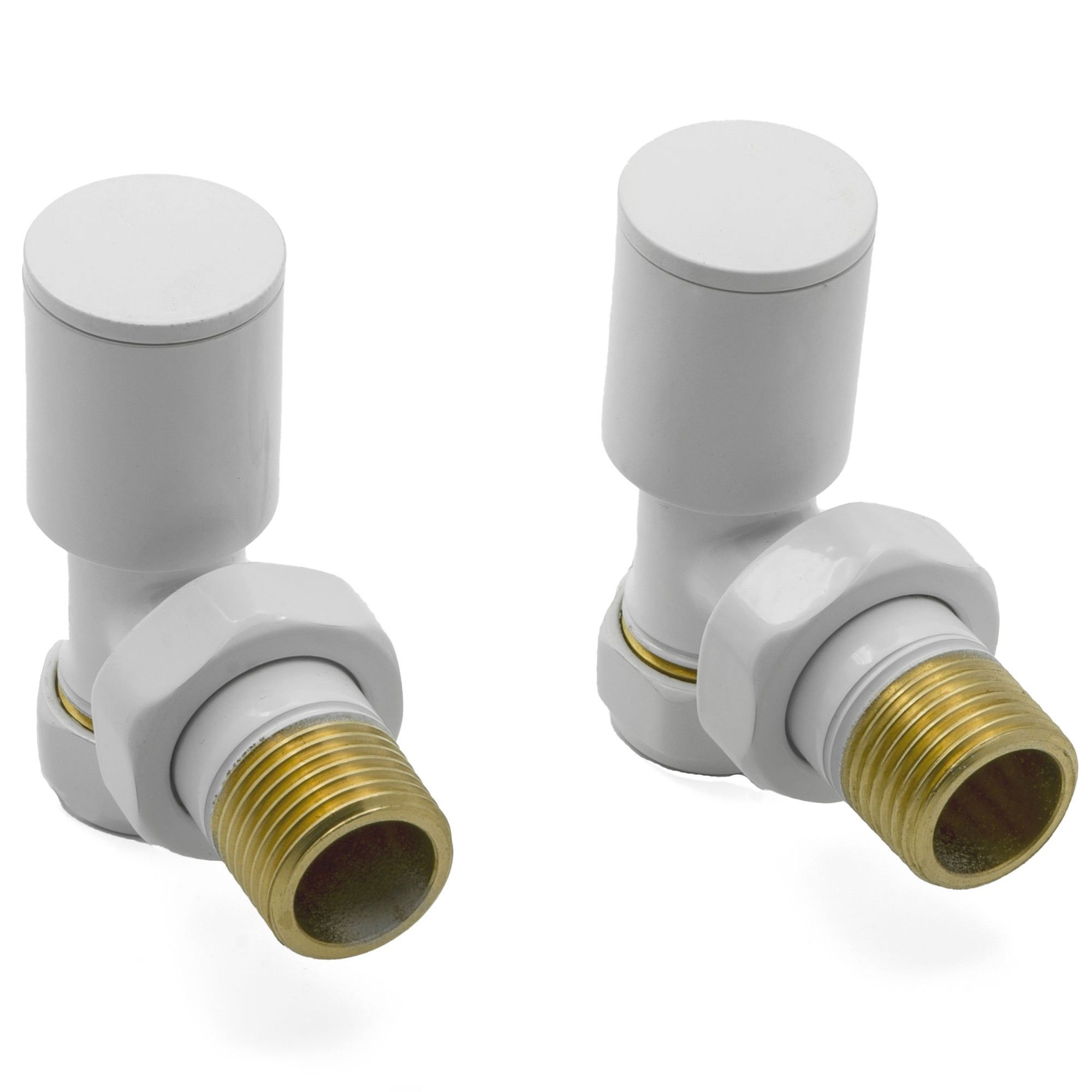 Reina Portland Angled Radiator Valves Pair 15mm - White