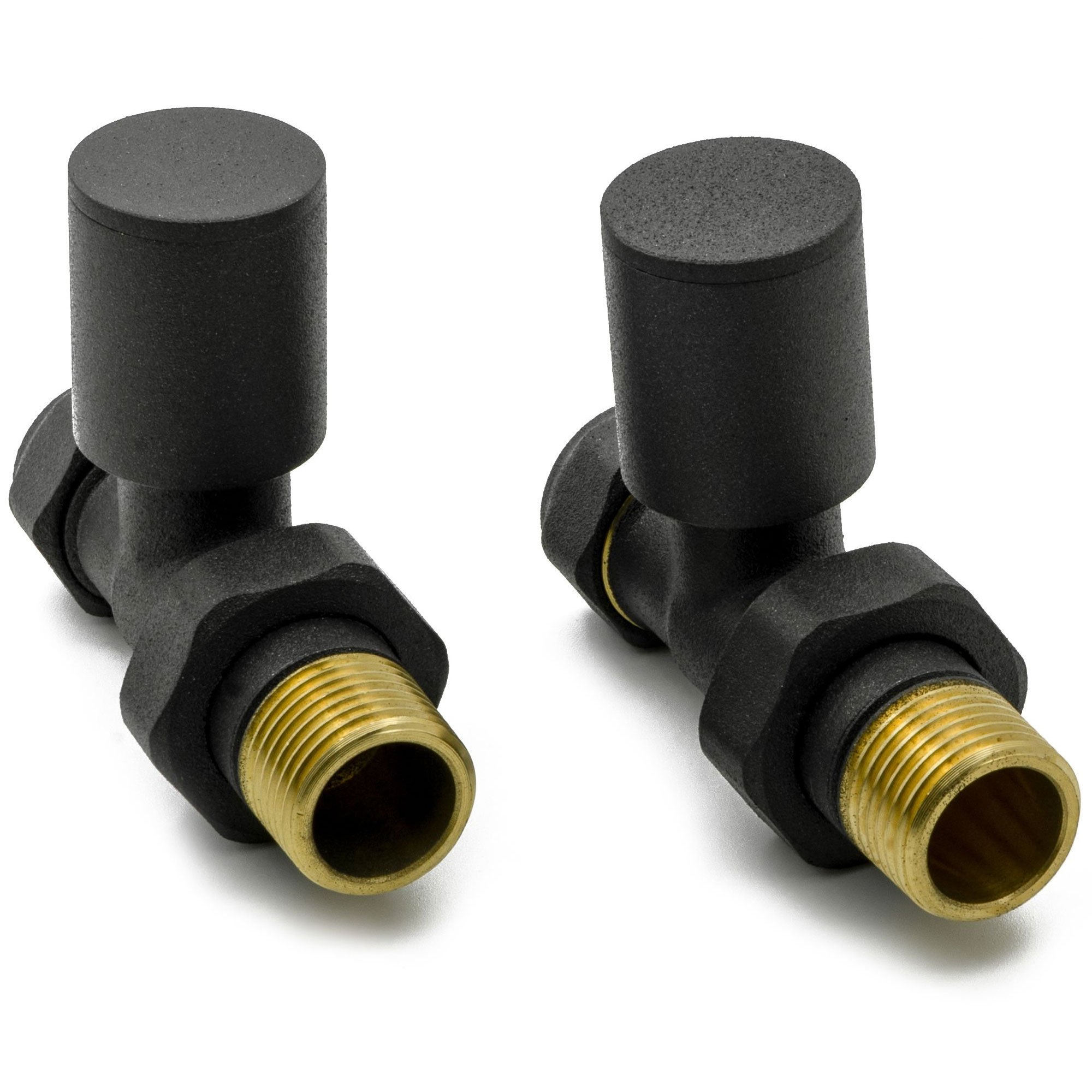 Reina Portland Straight Radiator Valves Pair 15mm - Anthracite