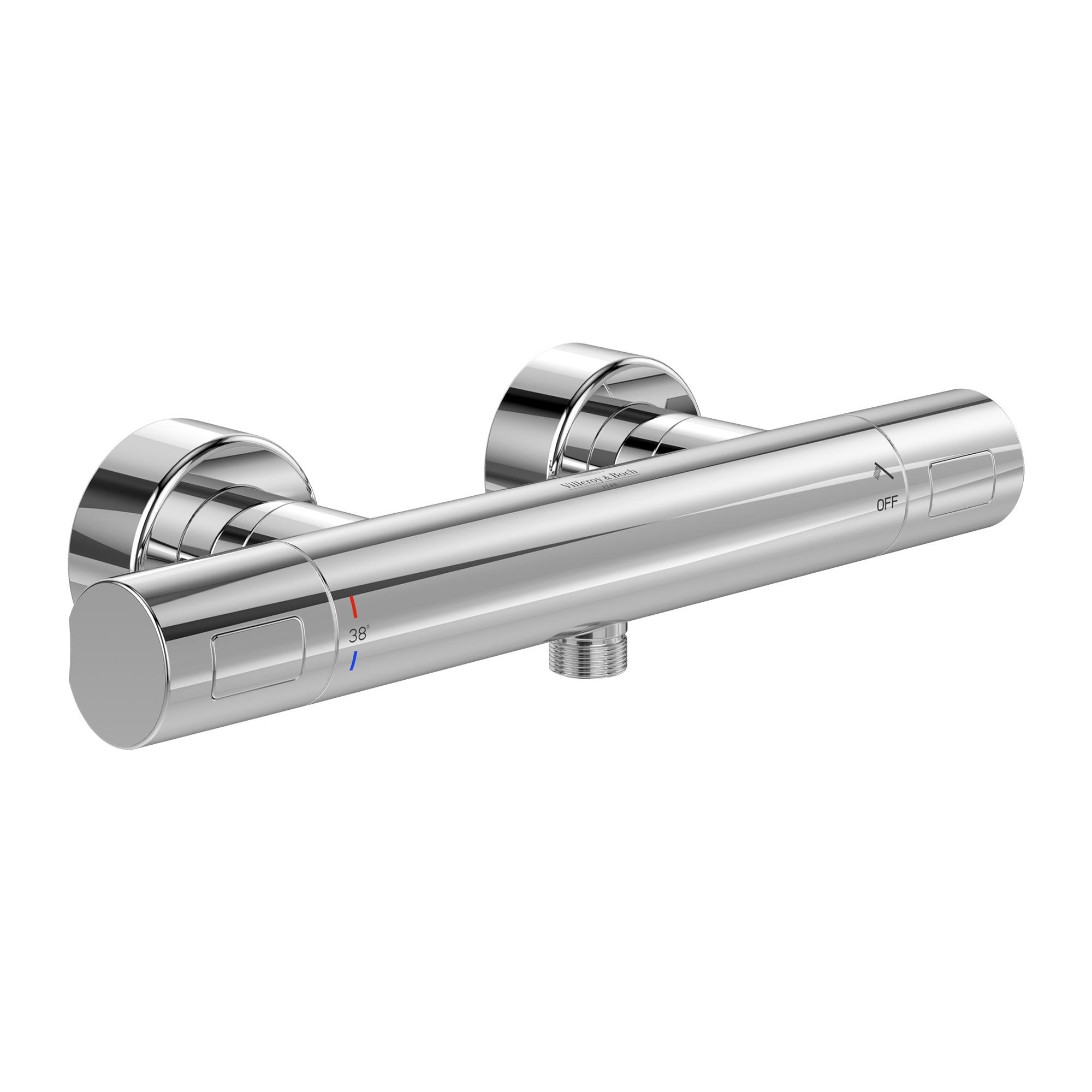 Villeroy & Boch Universal Thermostatic Round Bar Shower Valve - Chrome