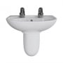 AKW Livenza Plus Basin and Semi Pedestal 550mm Wide - 2 Tap Hole