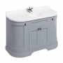 Burlington 134 Curved 4-Door Vanity Unit and White Basin 1300mm Wide Grey - 0 Tap Hole