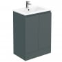 Delphi Halite Floor Standing 2-Door Vanity Unit with Basin 600mm Wide - Matt Grey