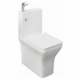 Delphi P2 Square Close Coupled Toilet with Integrated Basin (Chrome Accent)