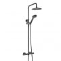 Deva Grasmere Thermostatic Bar Mixer Shower with Diverter and Adjustable Rail - Matt Black