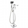 Deva Satinjet Wai Floor Mounted Bath Shower Mixer Tap - Chrome & Graphite