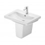 Duravit D-Code Rectangular Basin and Semi Pedestal 650mm Wide - 1 Tap Hole