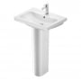 Duravit D-Code Rectangular Basin and Full Pedestal 650mm Wide - 1 Tap Hole