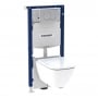 Geberit Rimless Wall Hung Pan with Duofix Toilet Frame Flush Plate and Sigma Concealed Cistern - Soft Close Seat