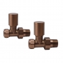 Heatwave Round Straight Radiator Valves Pair - Brushed Bronze